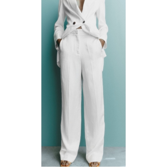 Zara 2 Pc Set Satin Effect Long Blazer & Pants Size XS - Picture 7 of 16